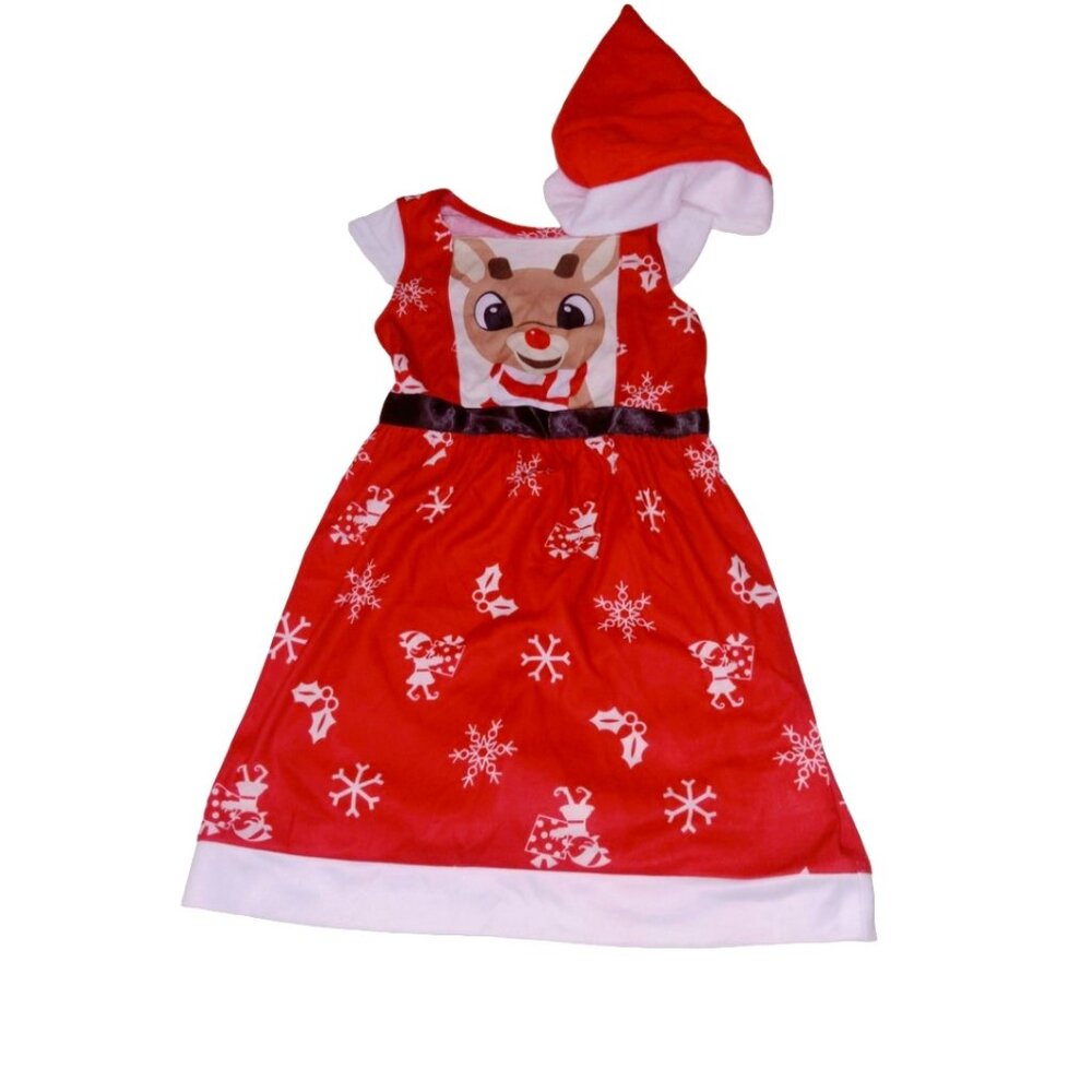 Girls Christmas Rudolph Red Nosed Reindeer 2 Piece Outfit